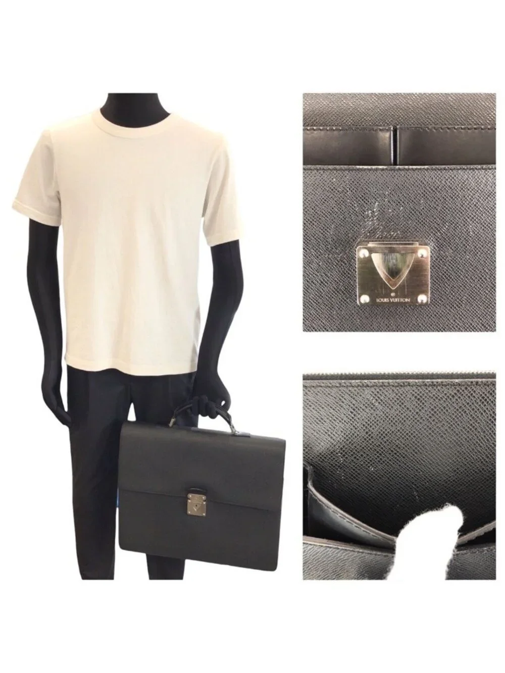 Louis Vuitton Taiga Robusto 1 Black Silver Leather Business Briefcase